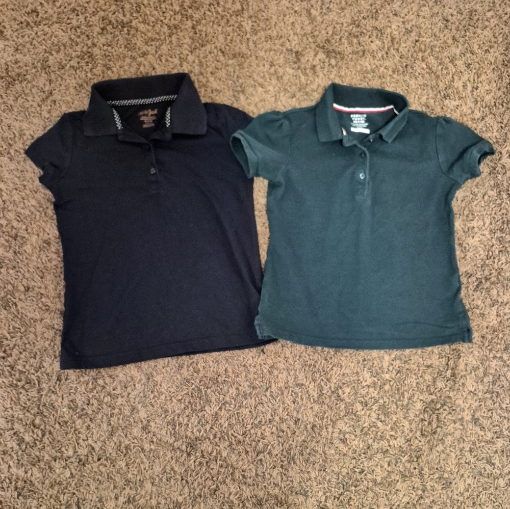 Lot of 2 - Cat & Jack and French Toast Classic Girl's Polo Shirts Size 7/8